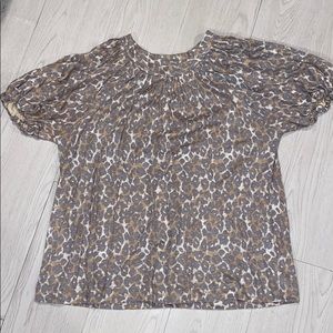 Anthropologie Leopard Puff Sleeve Top- Maeve Sz XS